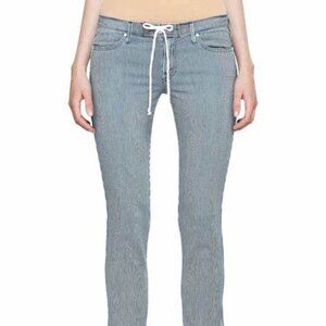 Mother "Tie Me Up Rascal on the Road" Blue and White Pinstripe Jeans